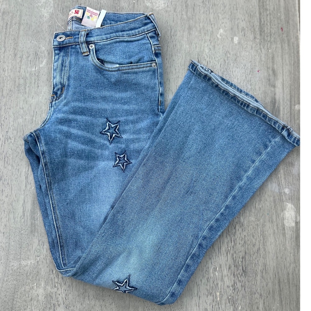 Buffalo David Bitton Star Embroidered Flare Jeans Blue Denim Size 29